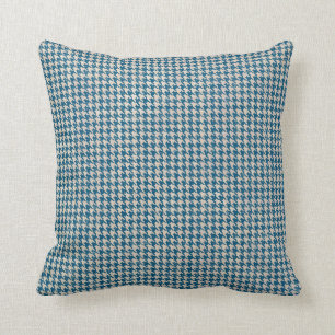Het Blauwgroen Blauwe Patroon van Houndstooth Kussen