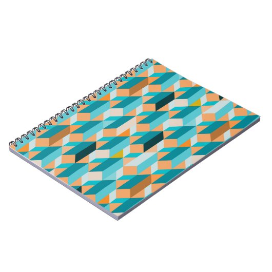 Het blauwgroen en Oranje Patroon van Vormen Notitieboek (Linkerzijde)