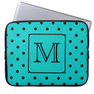 Het blauwgroen en Zwarte Patroon van de Stip. Het Laptop Sleeve