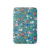 Het Blauwgroen Patroon van Elf en van Karakters be Badmat (Voorkant Verticaal)