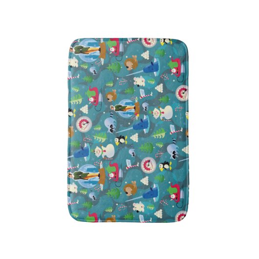 Het Blauwgroen Patroon van Elf en van Karakters be Badmat (Voorkant Verticaal)