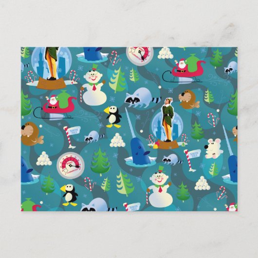 Het Blauwgroen Patroon van Elf en van Karakters be Briefkaart (Voorkant)