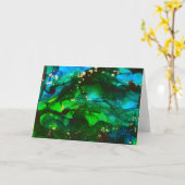 Het blauwgroene Schilderen van de Inkt van de Kaart (Gele Bloem)