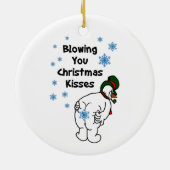 Het blazen van kerstkisses keramisch ornament (Achterkant)