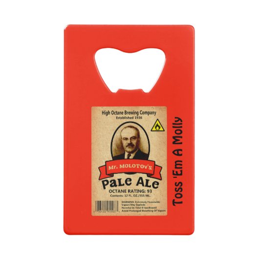 Het Bleke etiket van de heer Molotov Kredietkaart Flessenopener (Voorkant)