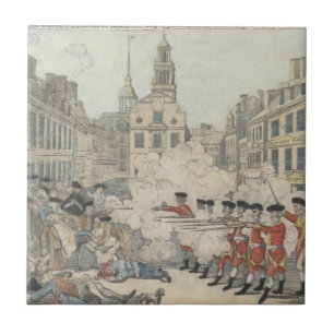 Het bloedbad in Bloody - Paul Revere (1770) Tegeltje
