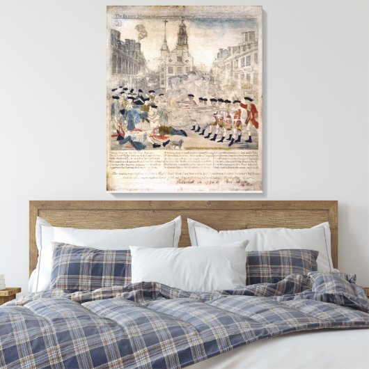 Het bloedbad in Boston Paul Revere King Street Canvas Afdruk (Insitu (Slaapkamer))