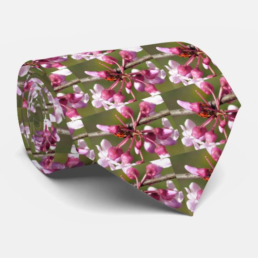 Het bloeden Redbud met Ladybug Stropdas (Opgerold)