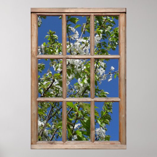 Het bloei Uitzicht van de Boom van een Venster Poster (Voorkant)