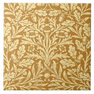 Het BloemenDamast van de Jugendstil, Gele Mosterd Tegeltje