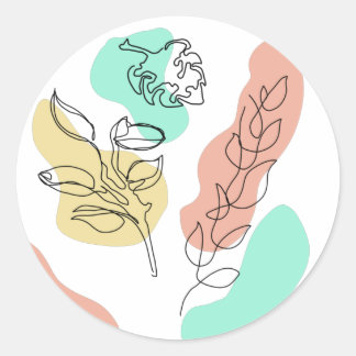 Het bloemenesthetisch abstract design wordt verlat ronde sticker