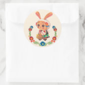 Het Bloemenpoolkonijn Ronde Sticker (Tas)