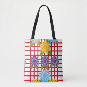 Het bloemrijke Rode Canvas tas van het Net