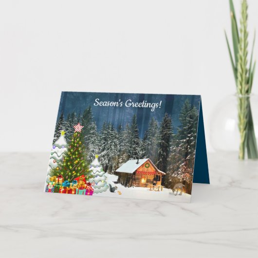 Het blokhut Kerstmis Kaart (Voorkant)