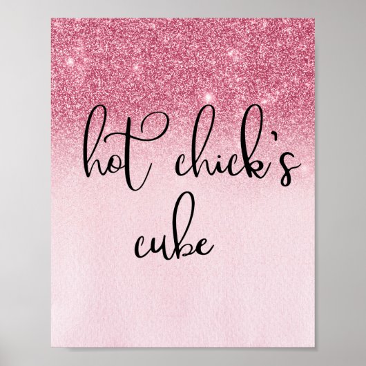 Het Blokje van de Hete Chick Roze Werkhok Grappig Poster (Voorkant)