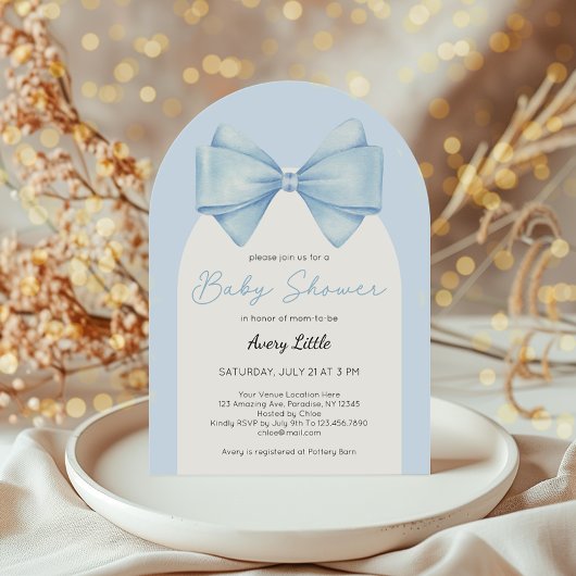 Het Blue Bow Boy Baby shower Kaart