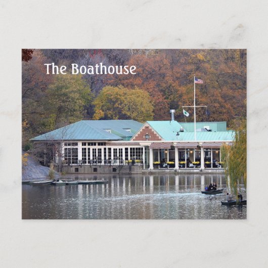 Het Boathouse in het park, foto Herfst Briefkaart (Voorkant)