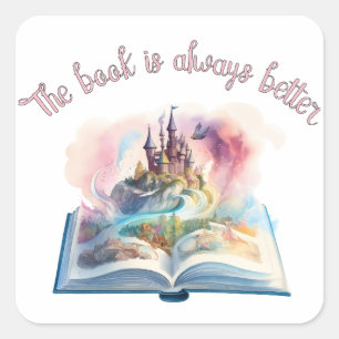 Het boek is altijd beter vierkante sticker