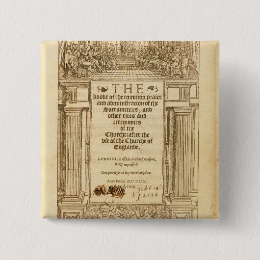 "Het boek van het gemeenschappelijk gebed" Vierkante Button 5,1 Cm (Voorkant)