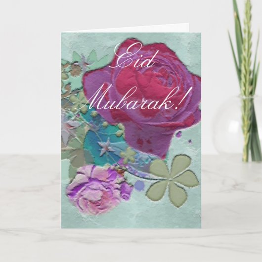 Het boeket Eid Mubarak van rozen Feestdagen Kaart (Voorkant)