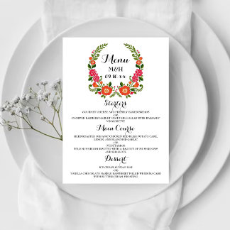 Het Bohemian Summer Wedding Collectie Menu