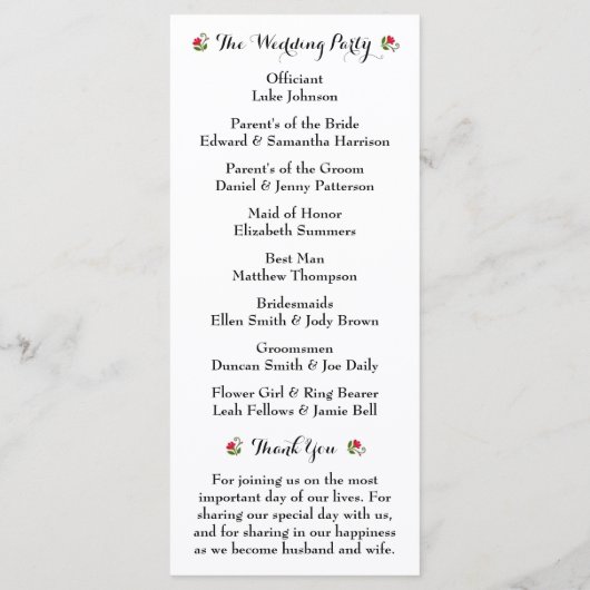 Het Bohemian Summer Wedding Collectie Programma (Achterkant)