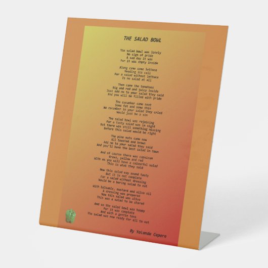 Het bord van de Salad Bowl Pedestal Reclamebord Met Voetstuk (Voorkant)