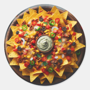 Het Bord van Nachos Funny Ronde Sticker