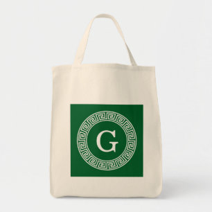 Het bos Aanvankelijke Monogram van het Lijst Rnd Tote Bag