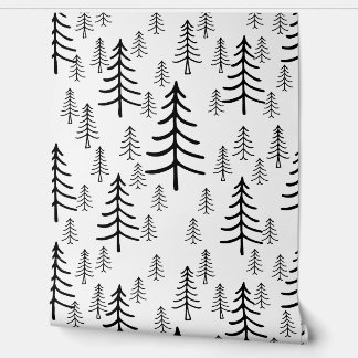 Het bos door de bomen Minimalistische Cabincore Behang