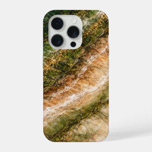 Het bos-geïnspireerde marmer met gouden aders iPhone 15 pro hoesje