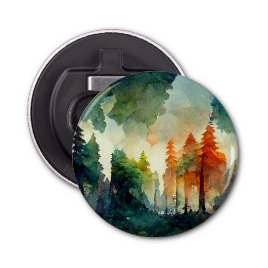 Het bos (natuur) button flesopener (Voorkant)