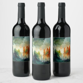 Het bos (natuur) wijn etiket