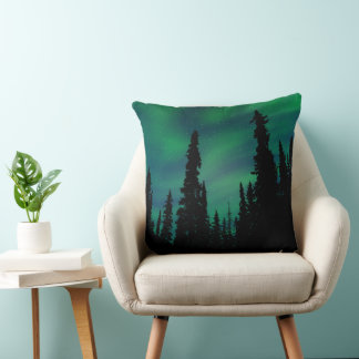 Het bos van de Noordelijke Lichten Groene Night Sk Kussen