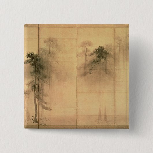 Het bos van de pijnbomen vierkante button 5,1 cm (Voorkant)