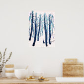 Het bos van Snowy loopt door Poster (Keuken)