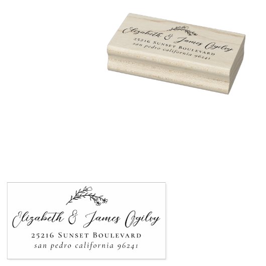 Het botanische huwelijksscript van het moderne paa 	rubberstempel (Gestempeld)