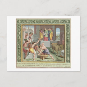 Het bouwen van de tempel van Solomon, illustratie Briefkaart
