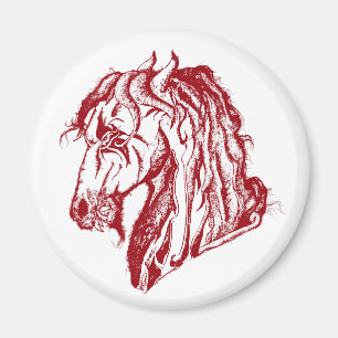 Het boze Paard van de Duivel in Rood en plukt Uw Magneet