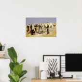 Het branden van kerstrundvlees in een Cavalry Camp Poster (Thuiskantoor)
