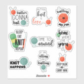 Het breien citaten sticker blad (Vel)