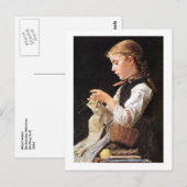 Het Breiende Meisje van Mädchen van Strickendes Briefkaart (Voorkant / Achterkant)