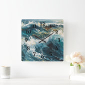 Het breken van het Schilderen van Strandgolven Vierkante Klok (Huis)