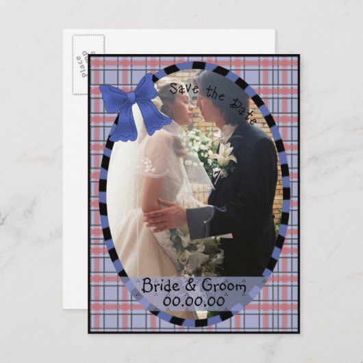 Het Briefkaart Country Patchwork van datum opslaan (Voorkant / Achterkant)