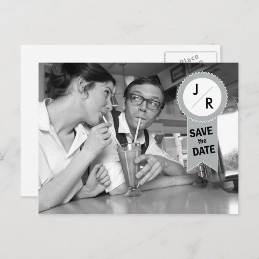 Het Briefkaart Date Monogram opslaan (Voorkant / Achterkant)