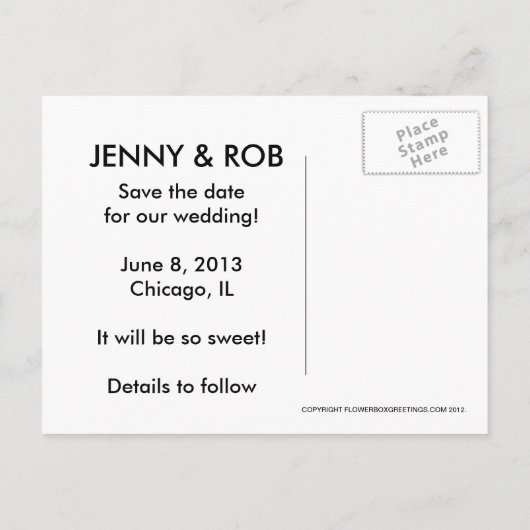 Het Briefkaart Date Monogram opslaan (Achterkant)