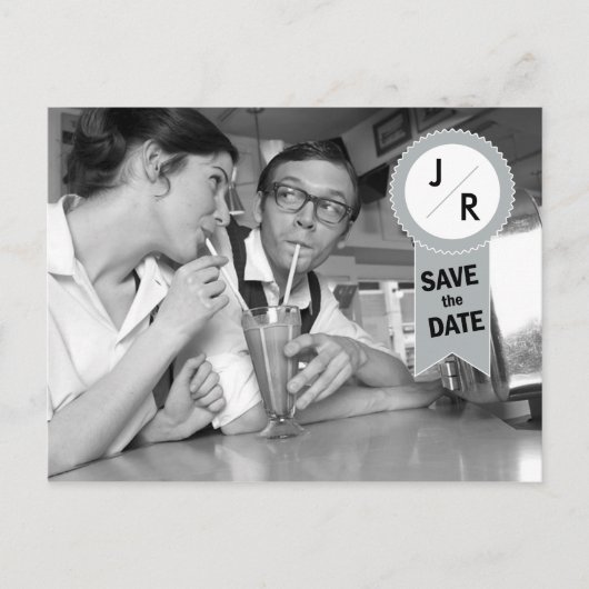 Het Briefkaart Date Monogram opslaan (Voorkant)