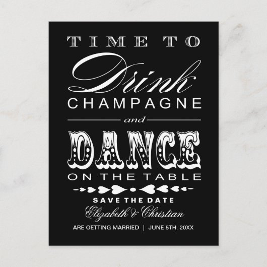 Het Briefkaart Datum opslaan | | Champagne Theater (Voorkant)