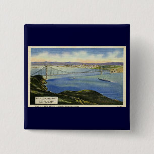 Het  Briefkaart Golden Gate Bridge Vierkante Button 5,1 Cm