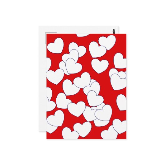 Het Briefkaart 'Love you' rood met wit hart (Voorkant / Achterkant in situ)